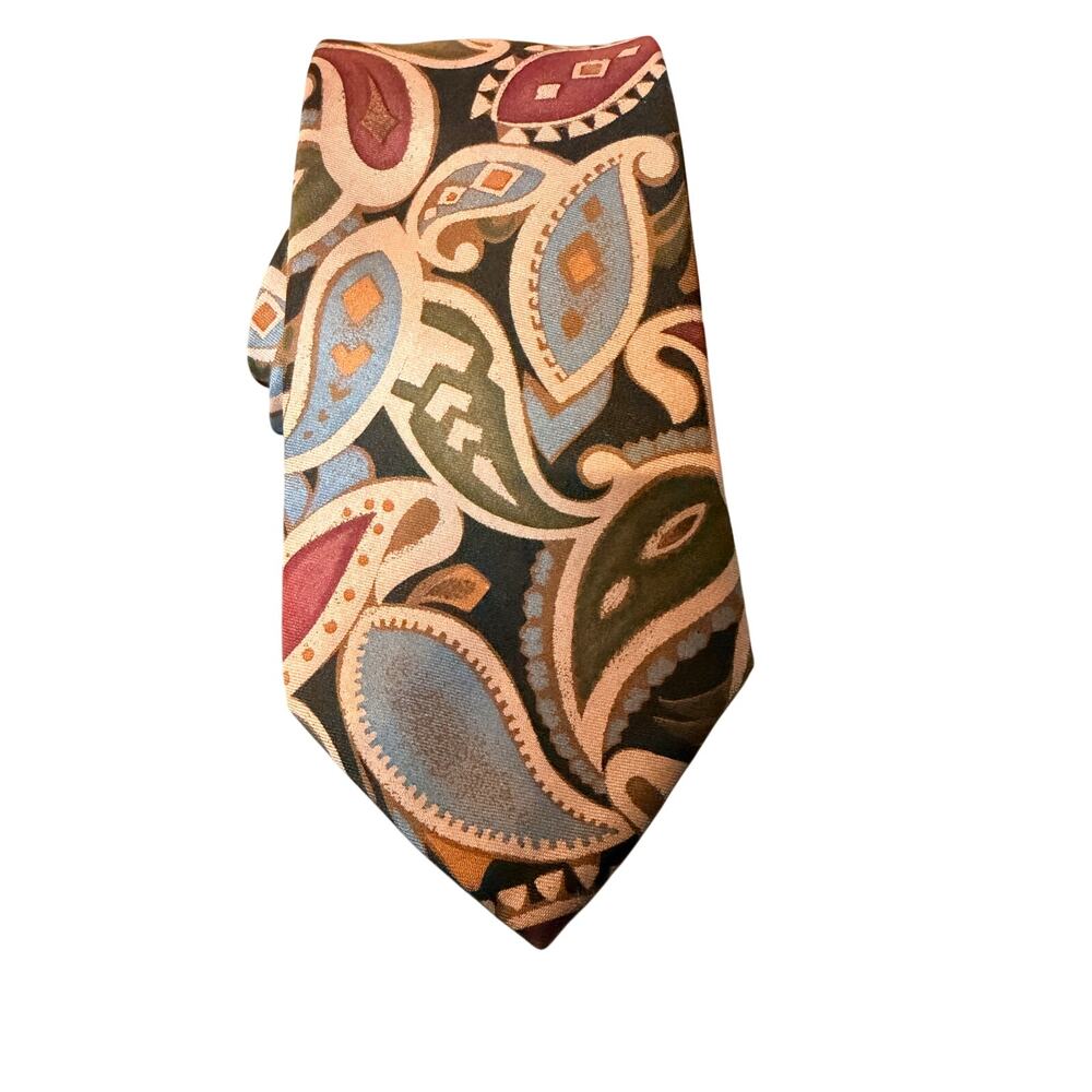 Lands End Silk Tie Paisley Necktie USA Vintage Multicolor Classic - Picture 5 of 10